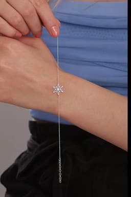 image-925 Sterling Silver Snowflake Bracelet with White Zircon Stone