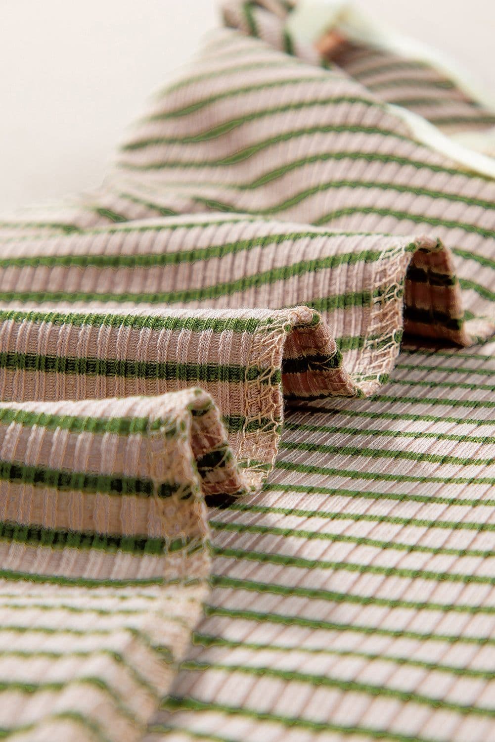 image-White Striped Print Ribbed Knit Sleeveless Top