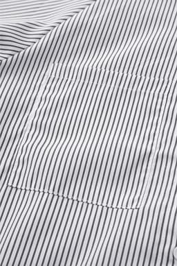 image-Sky Blue Striped Boyfriend Shirt with Pocket - Smocked Cuffs