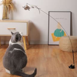 image-Steel Wire Feather Funny Cat Stick Long Rod