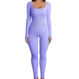 image-Fall Winter Hot-selling Women's Clothing Long Sleeve Jumpsuit Yoga Sexy One-piece Square Collar Sportwear