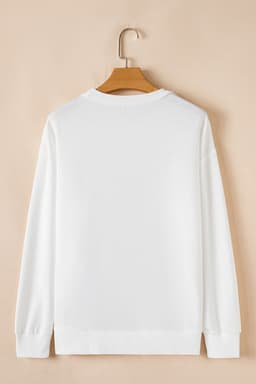 image-Bow Valentine Drop Shoulder Loose Beige Sweatshirt