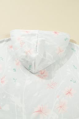 image-Gray Floral Print Plus Size Loose Hoodie