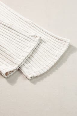 image-Ribbed Knit V Neck Slouchy Two-Piece Outfit - Khaki Modern Chic