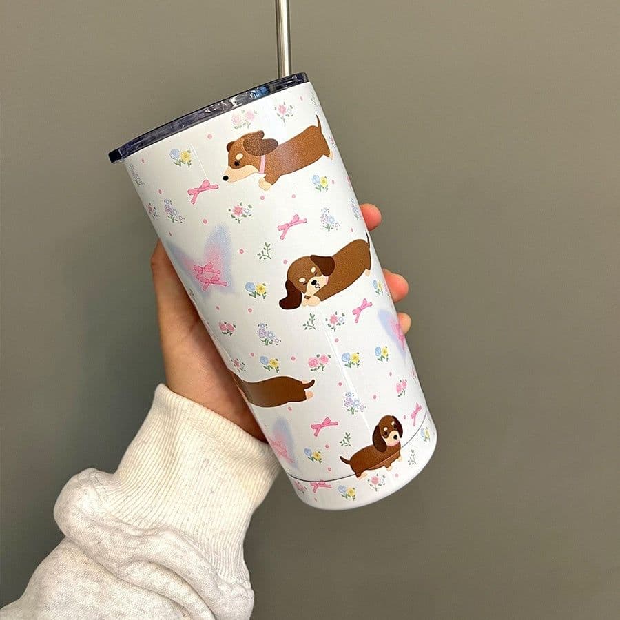 image-Cute Cartoon Floral Stainless Steel Water Cup