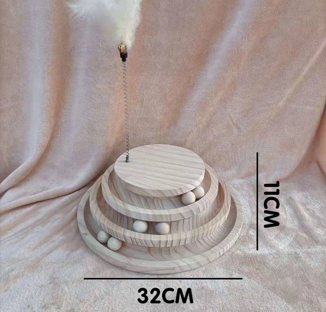 image-Cat Toys From Solid Wood Cat Turntable Bite-resistant Funny Cat Stick Cat Supplies
