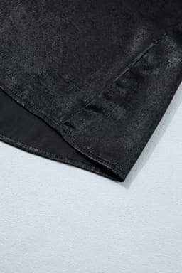 image-Black Metallic Round Neck Cap Sleeve Tee