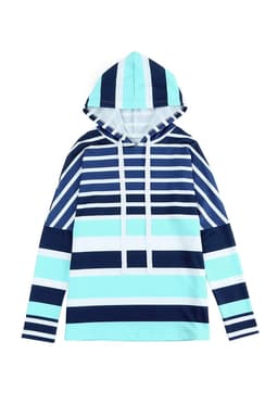image-Multi Striped Drawstring Long Sleeve Hoodie