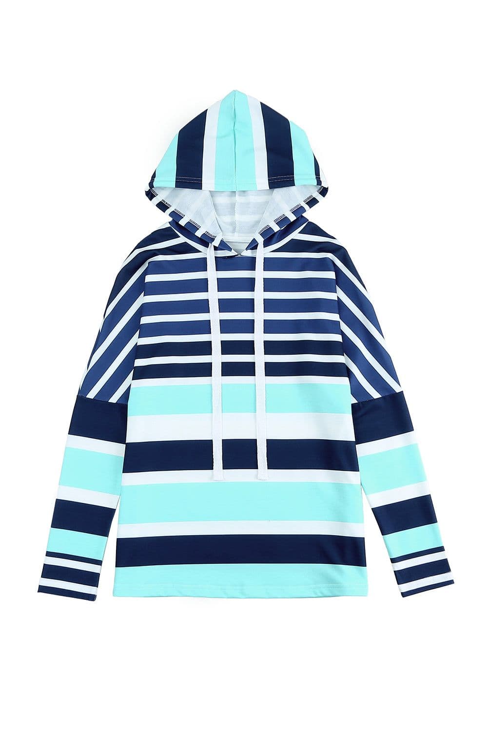 image-Multi Striped Drawstring Long Sleeve Hoodie