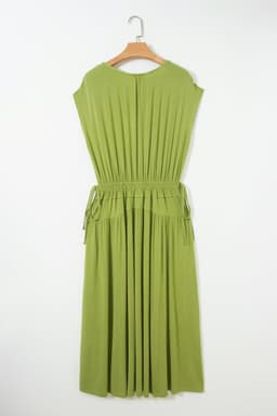 image-Fern Green V Neck Cap Sleeve Maxi Dress