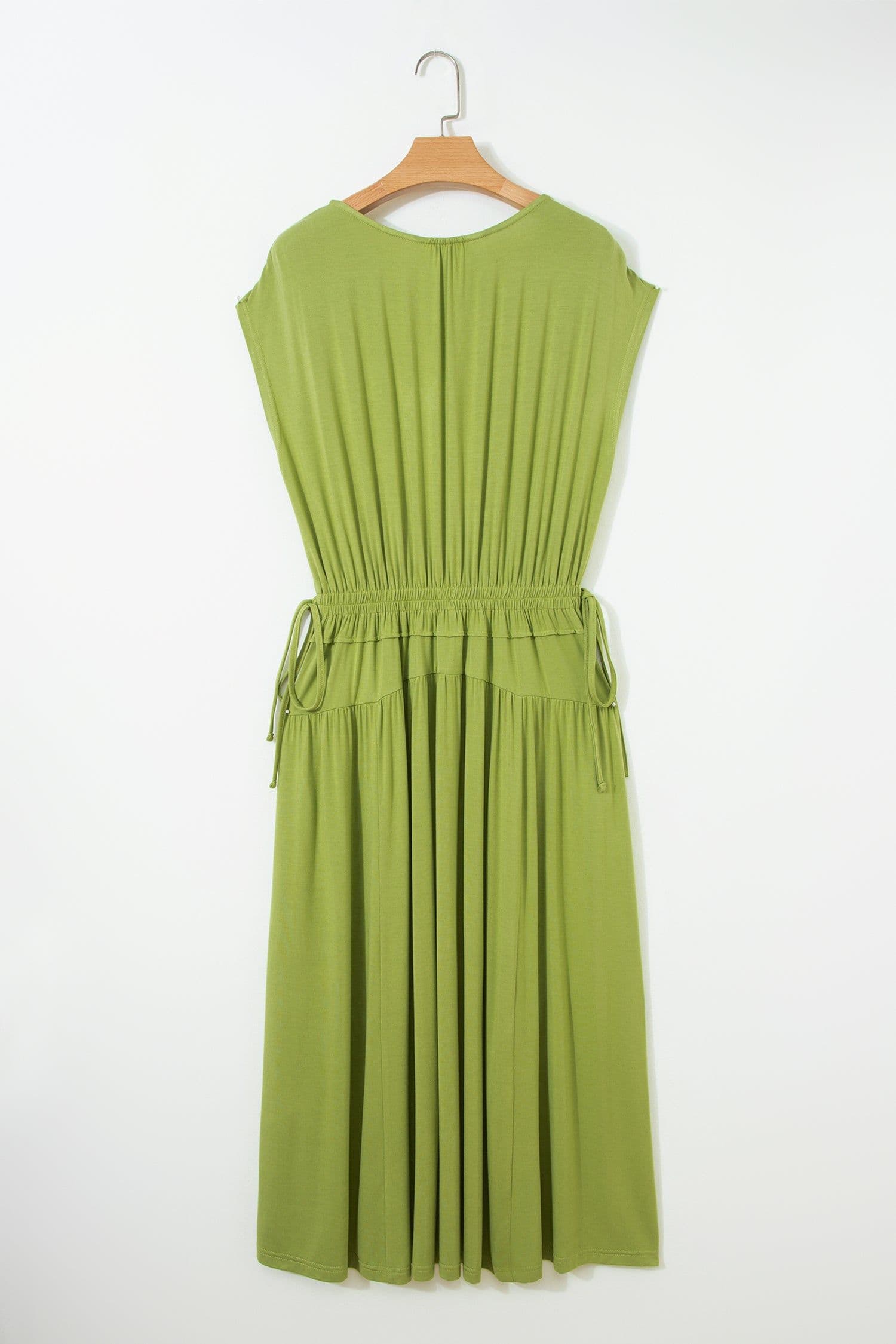 image-Fern Green V Neck Cap Sleeve Maxi Dress