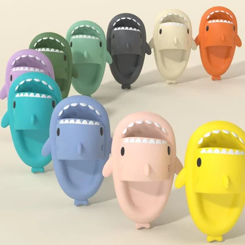 image-Adult's Slippers Indoor Outdoor Funny Shark Cartoon