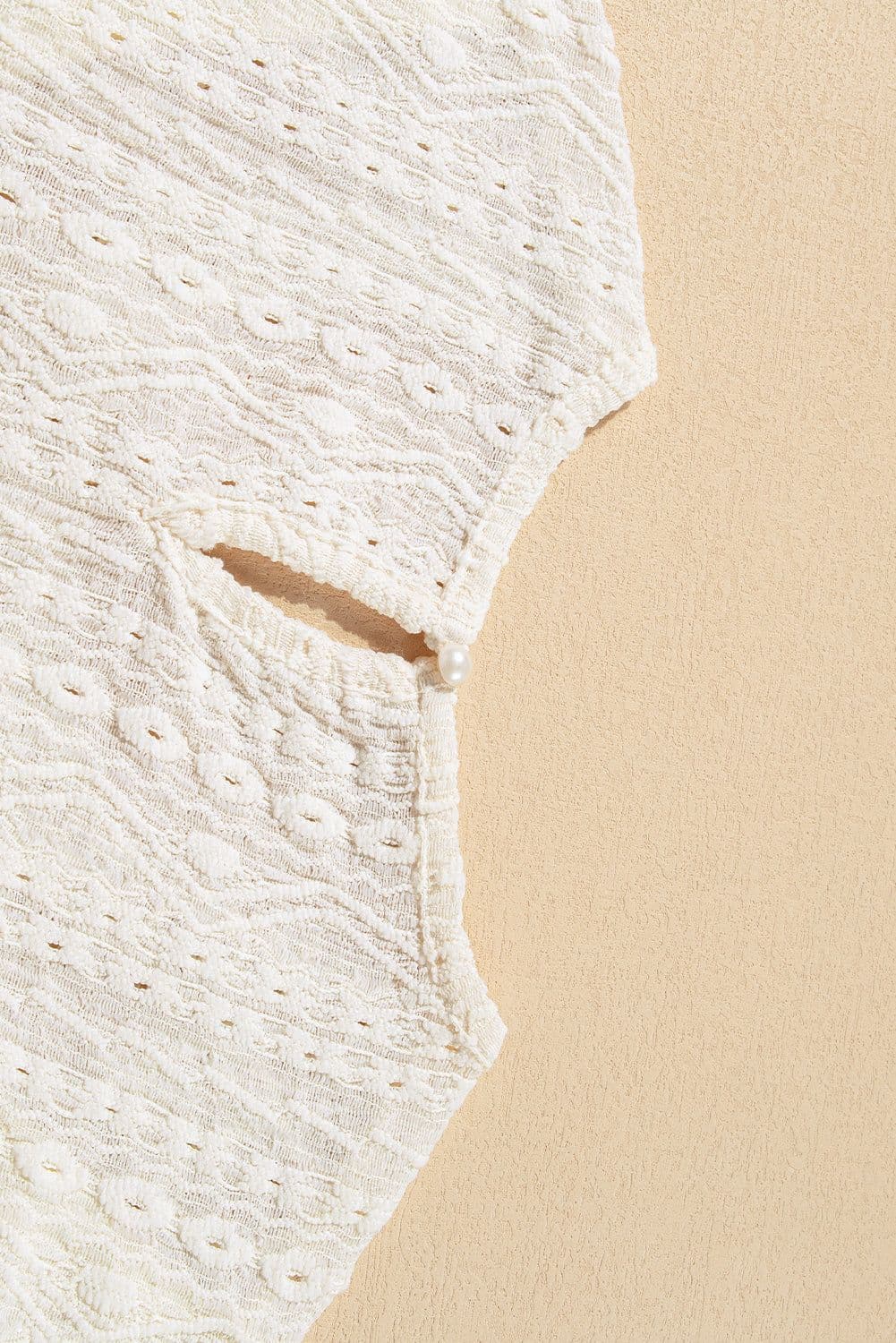 image-Guipure Lace Crochet Keyhole Back Tank Top - Apricot