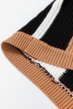 image-Khaki Stripe Sleeveless Knitted Sweater Vest