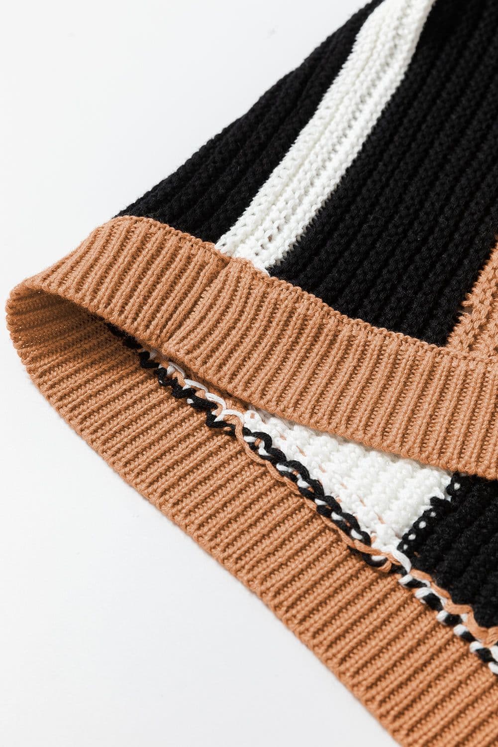 image-Khaki Stripe Sleeveless Knitted Sweater Vest