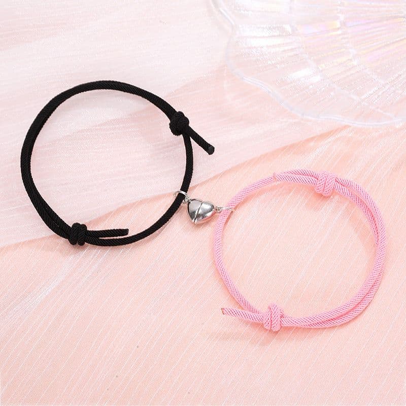 image-Simple Alloy Love Magnets Attracting Couple Bracelets