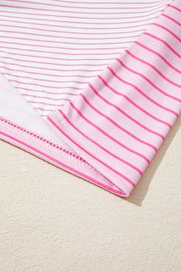 image-Sachet Pink Striped Colorblock Casual Top