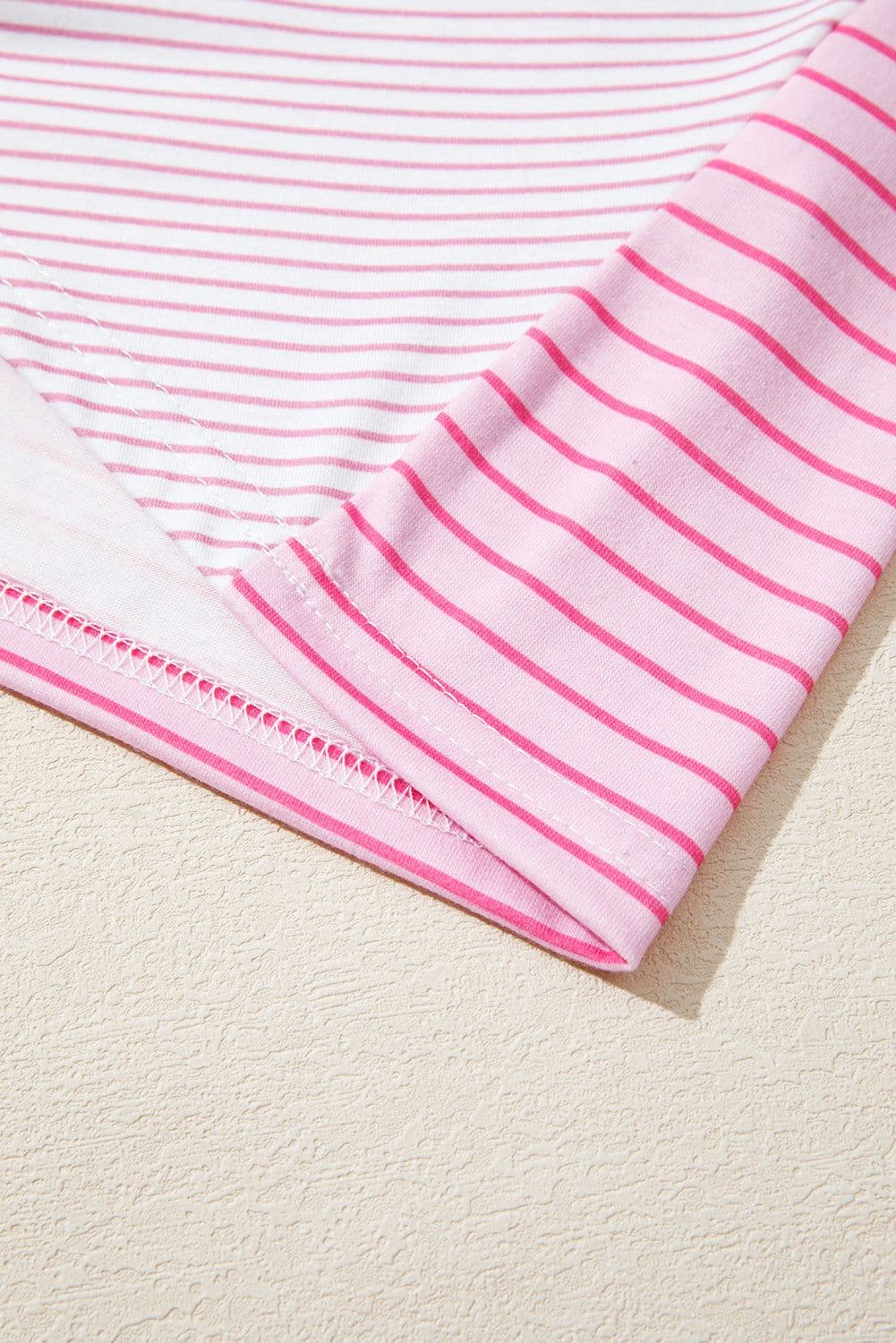 image-Sachet Pink Striped Colorblock Casual Top