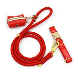 image-New Leather Hand-woven Round Rope Strong Dog Rope Leash