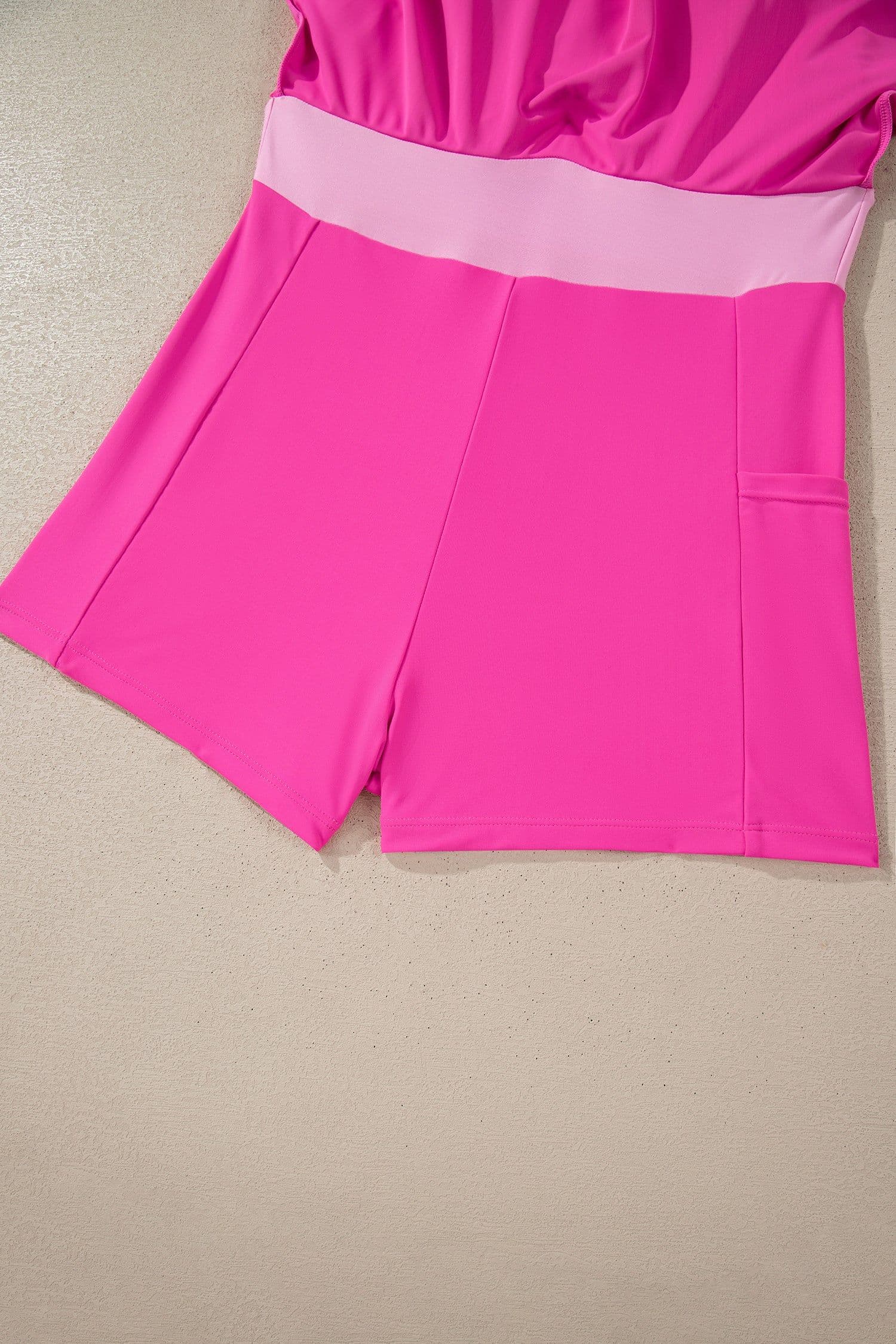 image-Rose Red Swim Dress w/ Contrast Trim & Shorts