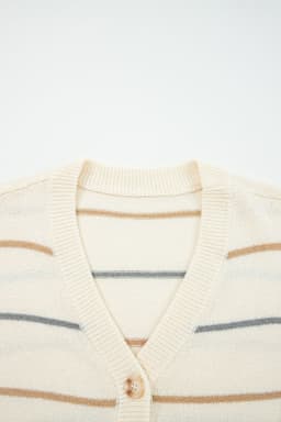 image-Multicolour Striped V Neck Drop Shoulder Cardigan Sweater