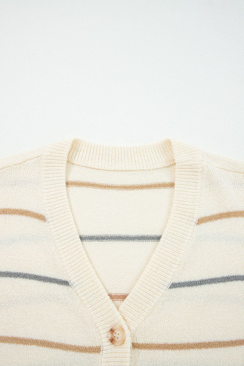 image-Multicolour Striped V Neck Drop Shoulder Cardigan Sweater
