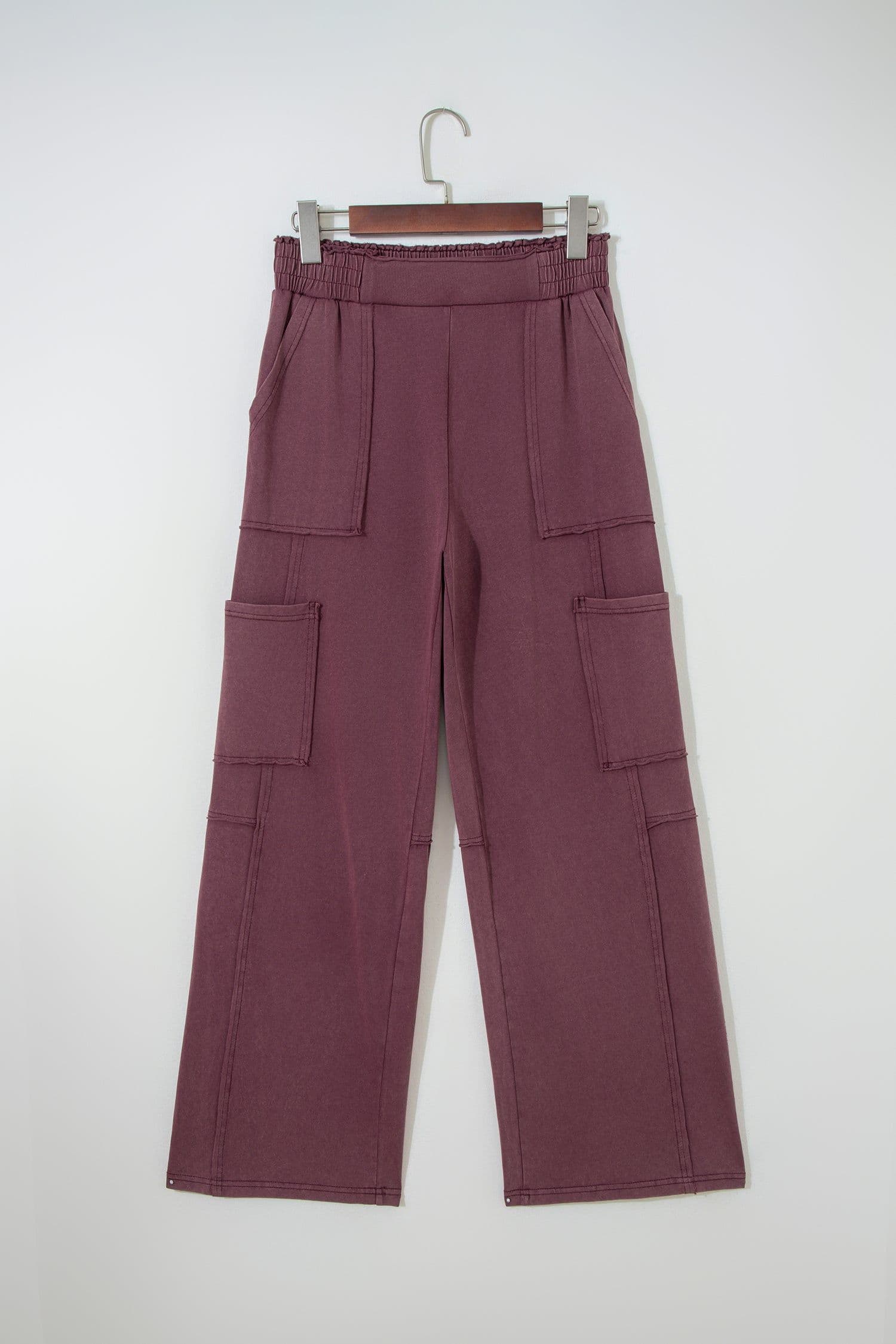 image-Mineral Red Mineral Wash Cargo Patched Pocket Utility Sweatpants