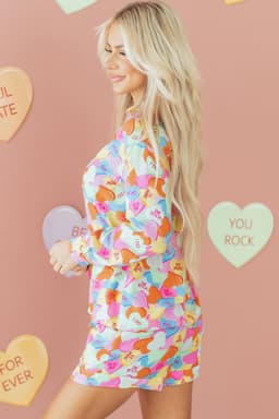 image-Pink Valentines Candy Heart Pajama Set 2pc