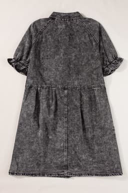 image-Beau Blue Mineral Wash Ruffled Denim Dress