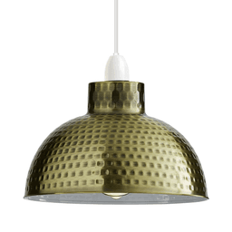 image-2 Pack Green Brass Retro Easy Fit Lamp Light Shade E27 Base Pendant Metal 26cm Dome Shape Large Lamp Shades