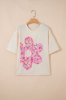image-Jet Stream Floral Patched Oversized Tee