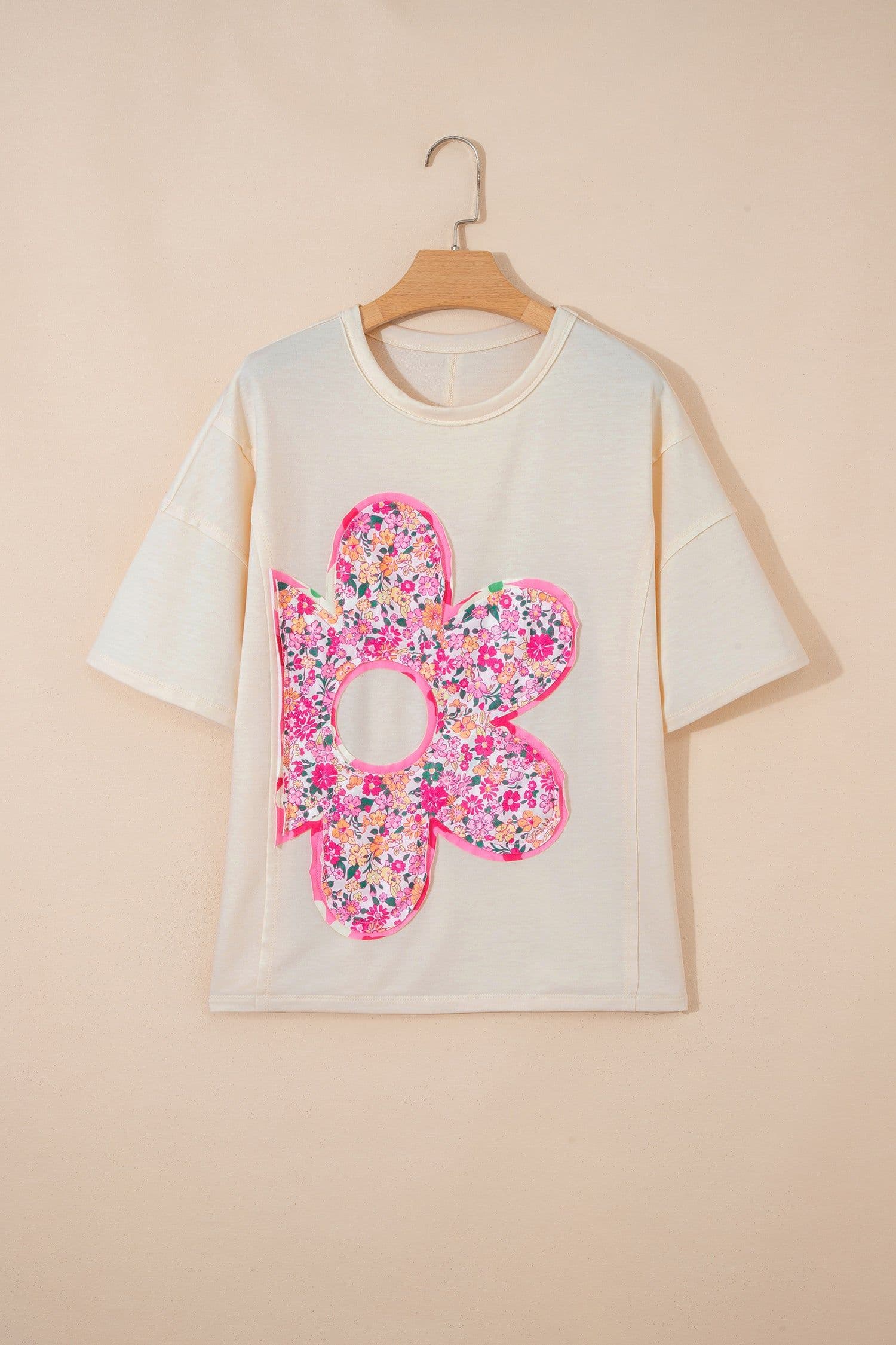 image-Jet Stream Floral Patched Oversized Tee