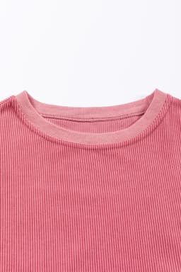 image-Strawberry Pink Ribbed Oversized Sweatshirt - XL Size