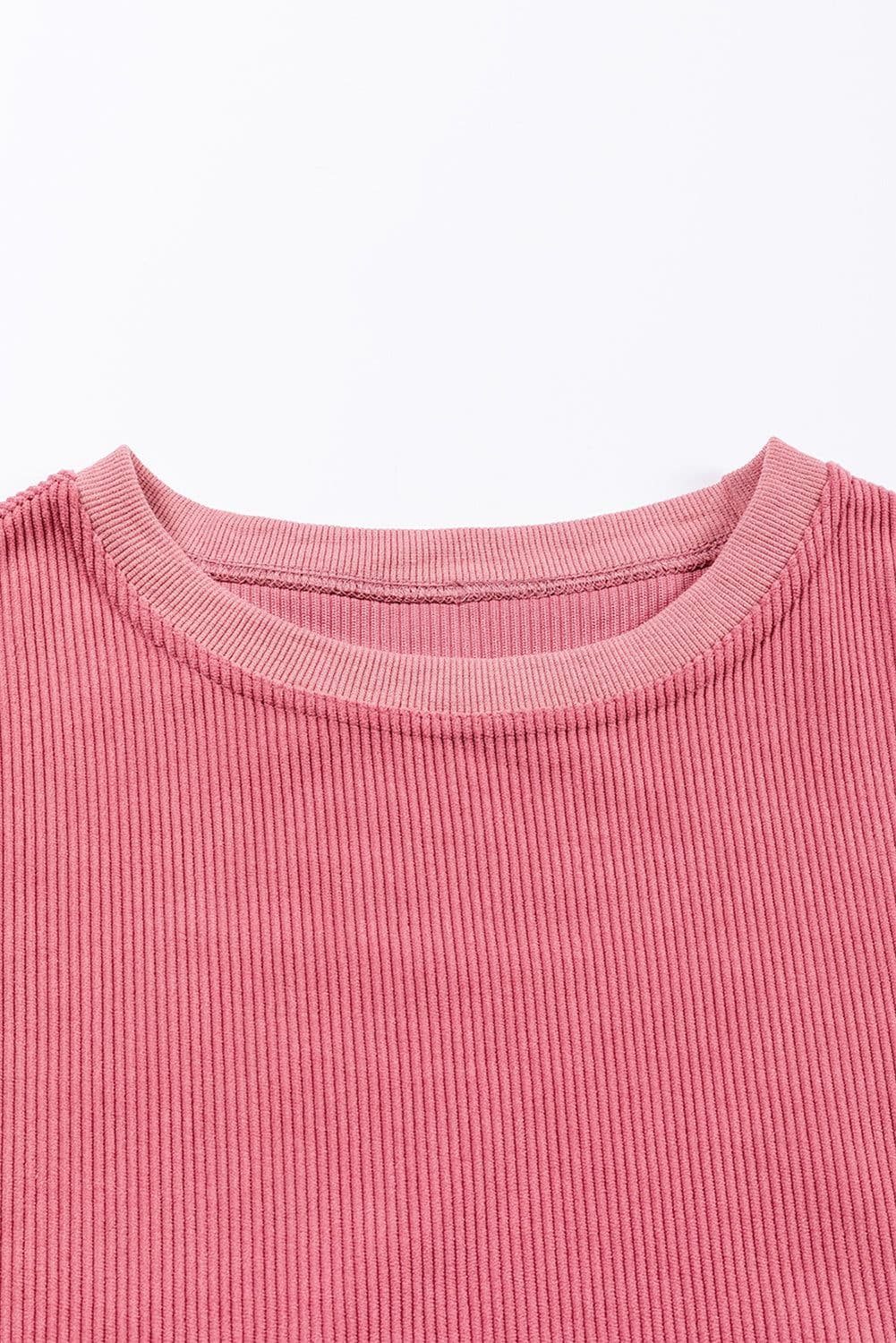 image-Strawberry Pink Ribbed Oversized Sweatshirt - XL Size