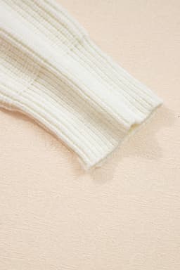 image-Pumpkin Embroidered Ribbed Sweater - Beige