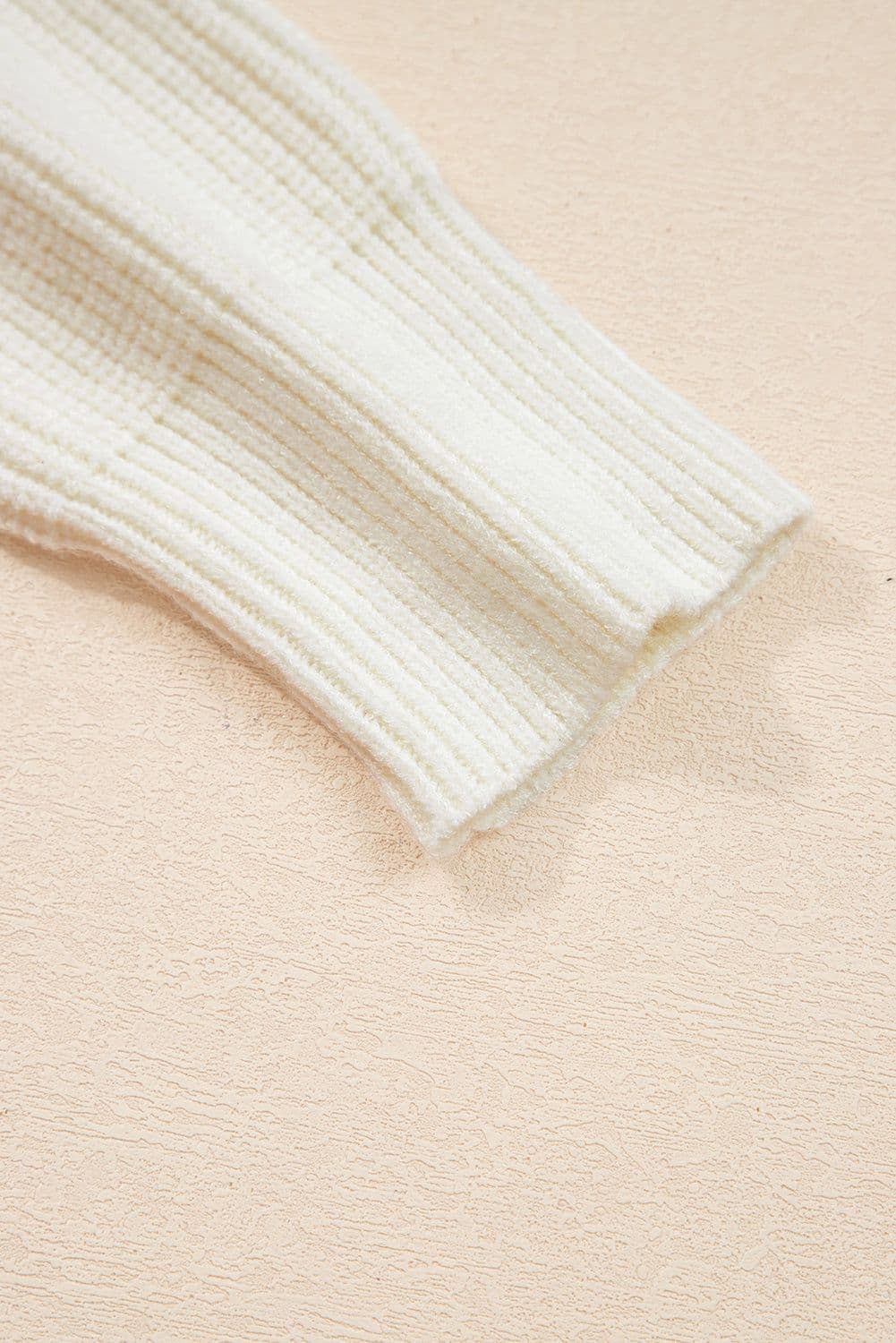 image-Pumpkin Embroidered Ribbed Sweater - Beige