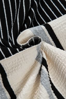 image-Black Stripe Knit Henley Collar Shift Dress - Long Sleeve, Mini Dress