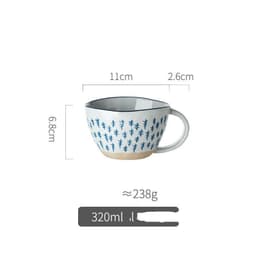 image-Retro Pastoral Water Cup Embossed Stoneware Mug