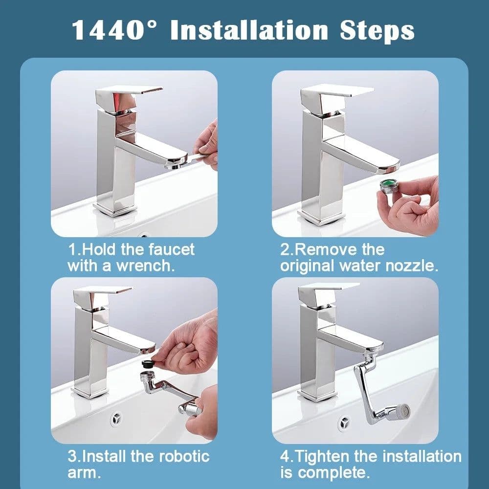 image-1080° Bathroom Water Tap Nozzle Universal Rotation Faucet Extender Sprayer Kitchen Tap Extend Adapter Aerator 2 Spray Modes