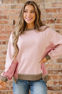 image-Wild Wind Color Block Waffle Patchwork Sweatshirt