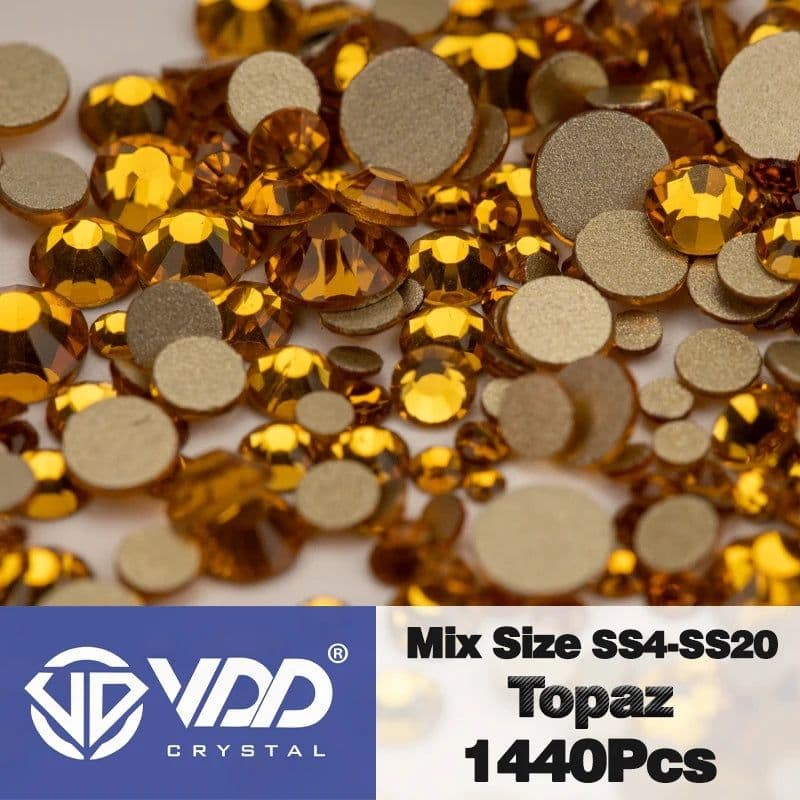 image-VDD SS4-SS20 Mix Size Clear Crystal Non-Hotfix Gold FlatBack Rhinestones Decorations DIY Glitter Stones 3D Nail Art Accessories
