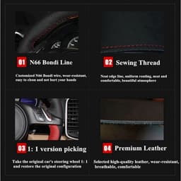 image-Custom Anti-Slip Microfiber Leather Car Steering Wheel Cover For Ford F-150 F-250 F-350 F-450 F-550 F-600 F-650 F-750 2015-2021