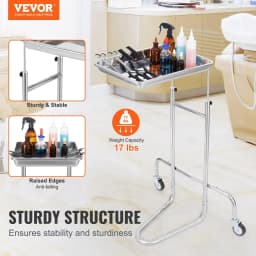image-VEVOR Stainless Steel Lab Carts, Lab Utility Cart with Single Tray, Mobile Medical Cart with 2 Silent Wheels, Lab Rolling Cart for Lab, Clinic, Hospital, Salon