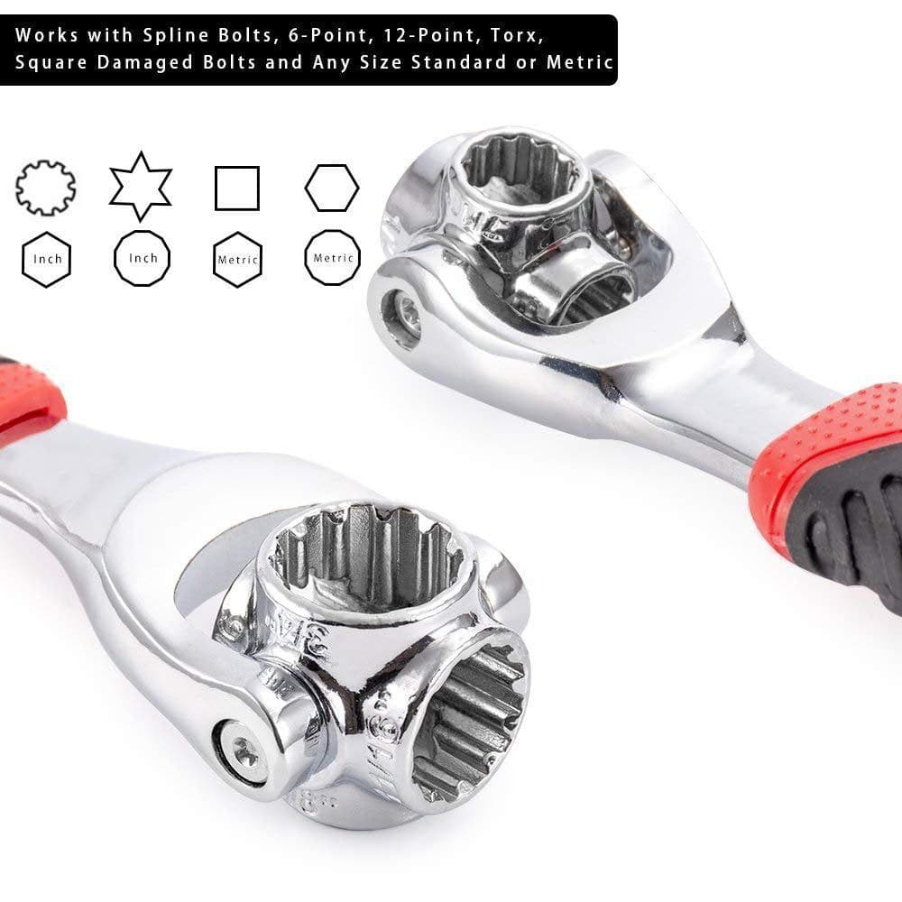 image-Jiao Bing 8 in 1 52 in 1 Multifunctional Socket Wrench Double Head 360 Degree Rotating Wrench 8-19 Torx