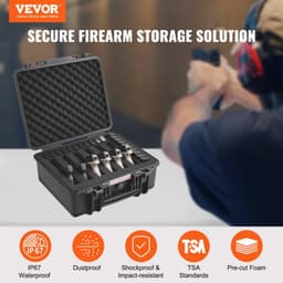 image-VEVOR Hard Pistol Cases with Pre-cut PU Foam Lockable Pistol Case for 6 Pistol