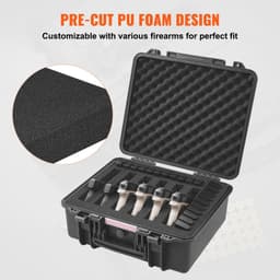 image-VEVOR Hard Pistol Cases with Pre-cut PU Foam Lockable Pistol Case for 6 Pistol