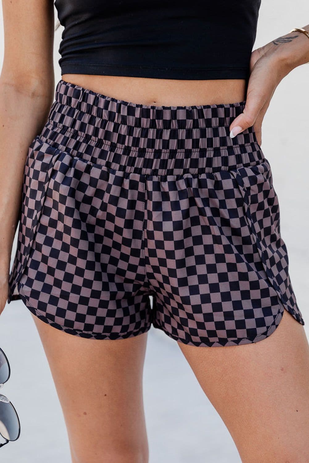 image-Pink High Waisted Leopard Athletic Shorts (55 characters)