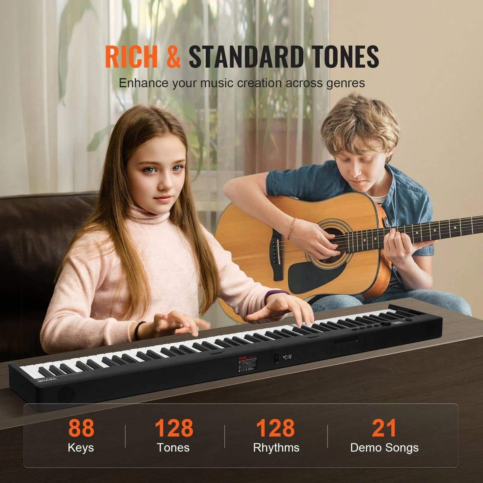 image-VEVOR 88 Key Folding Keyboard Piano, Bluetooth & MIDI, Portable Electronic Digital Foldable Piano with Sustain Pedal Bag Touch Sensitive Keys Headphones, Rechargeable for Beginners Teens Adults, Black