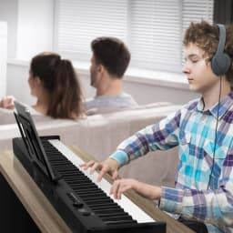image-VEVOR 88 Key Folding Keyboard Piano, Bluetooth & MIDI, Portable Electronic Digital Foldable Piano with Sustain Pedal Bag Touch Sensitive Keys Headphones, Rechargeable for Beginners Teens Adults, Black