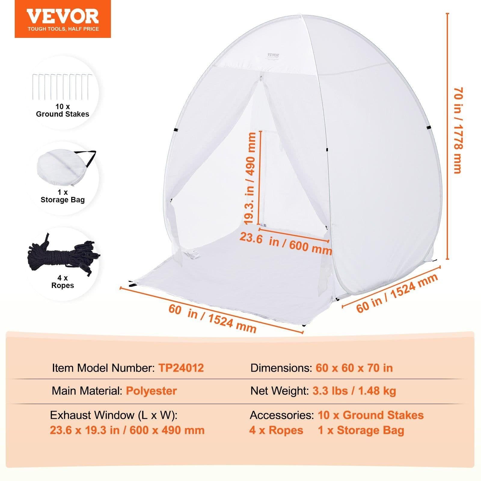 image-VEVOR Spray Paint Shelter, 60 x 60 x 70 in Pop-Up Portable Spray Paint Tent with Built-In Floor, Exhaust Window and Storage Bag, Foldable Paint Booth for Furniture, DIY Hobby Tool Painting Station